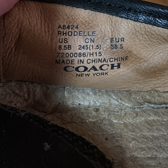 Coach Rhodelle Lambskin Espadrilles Black Flats Slip On Shoes sz 8.5 B - Picture 9 of 10